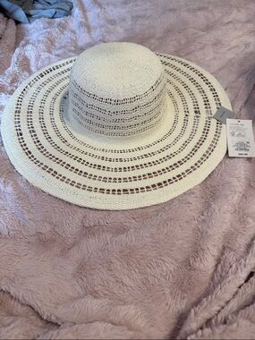a new day Crochet Wide-Brim Sun Hat - Cream